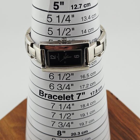 Anne Klein Women's Silver Tone Bracelet Watch Black Dial Everyday Minimalist - Picture 7 of 7